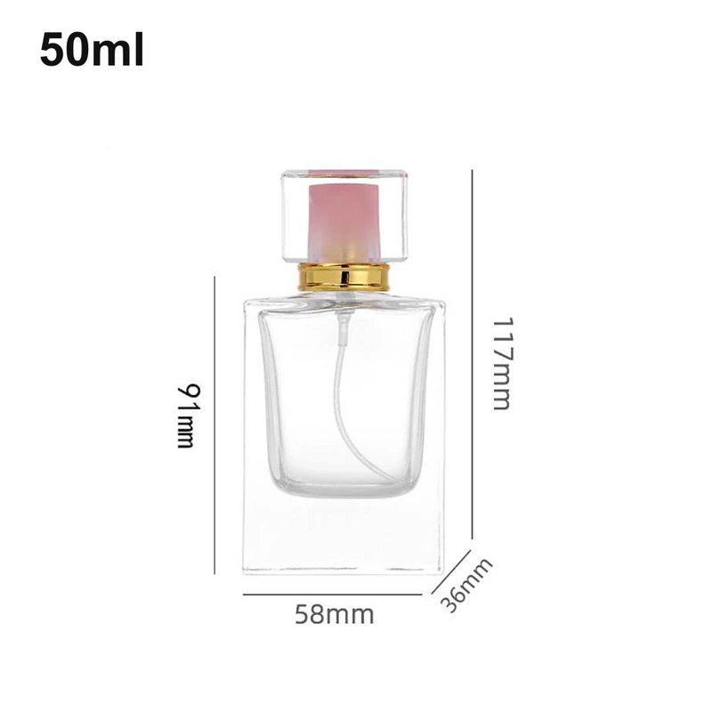 50ml Clear Block Pink-Core Cap Perfume Bottle
