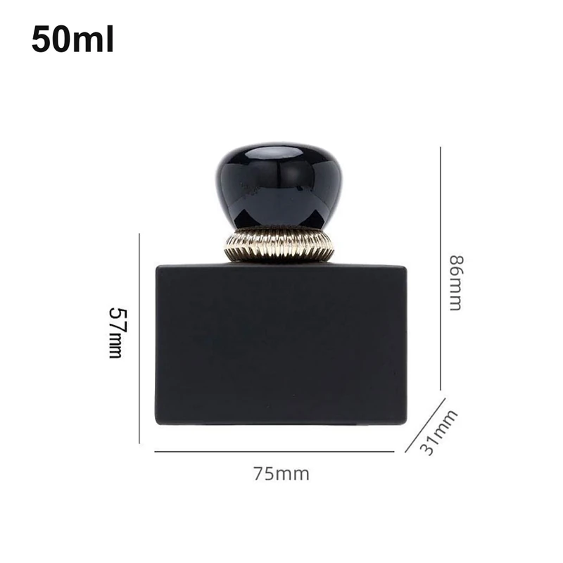50ml Matte-Black Pebble-Cap Rectangular Perfume Bottle