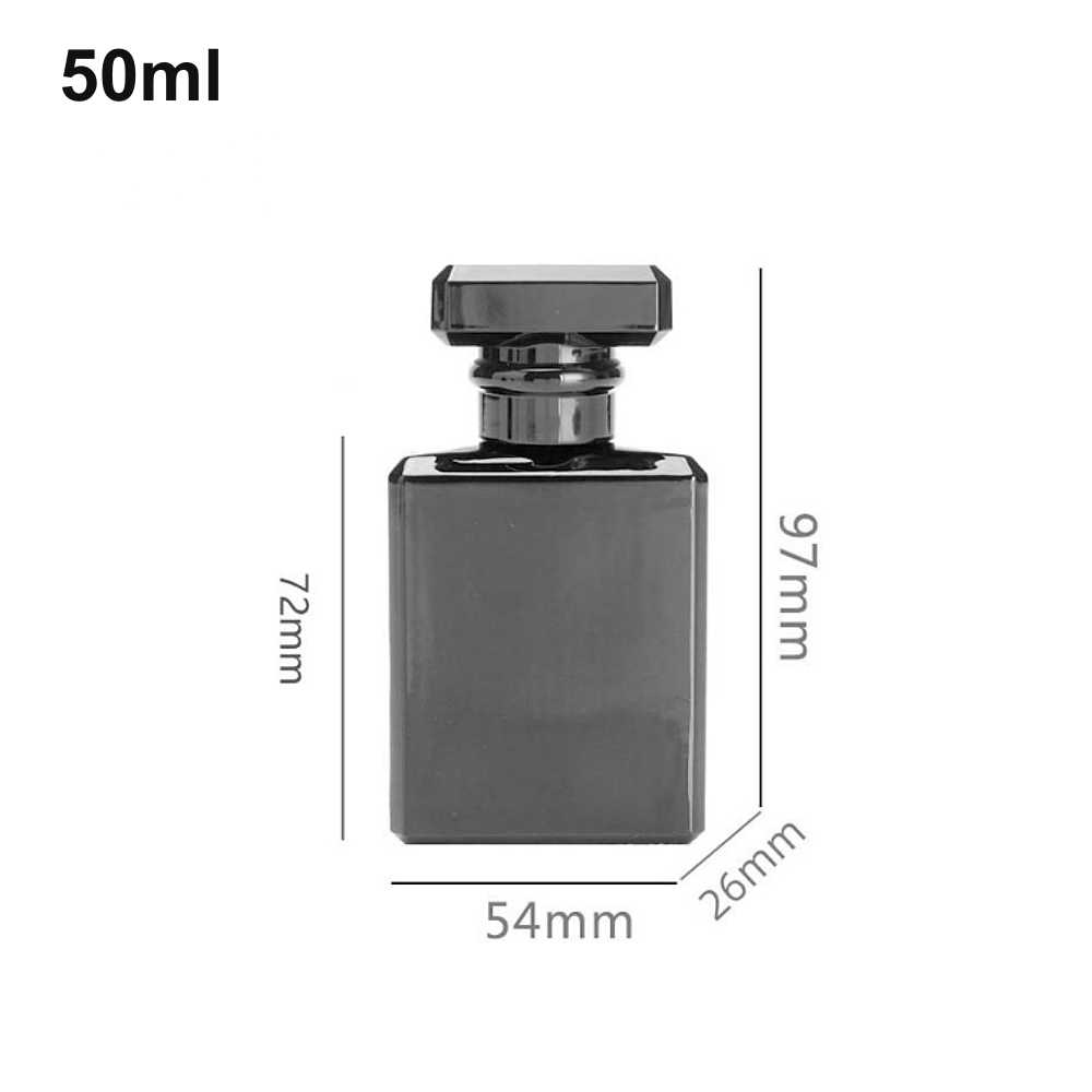 50ml Glossy Black Flat Rectangular Perfume Bottle