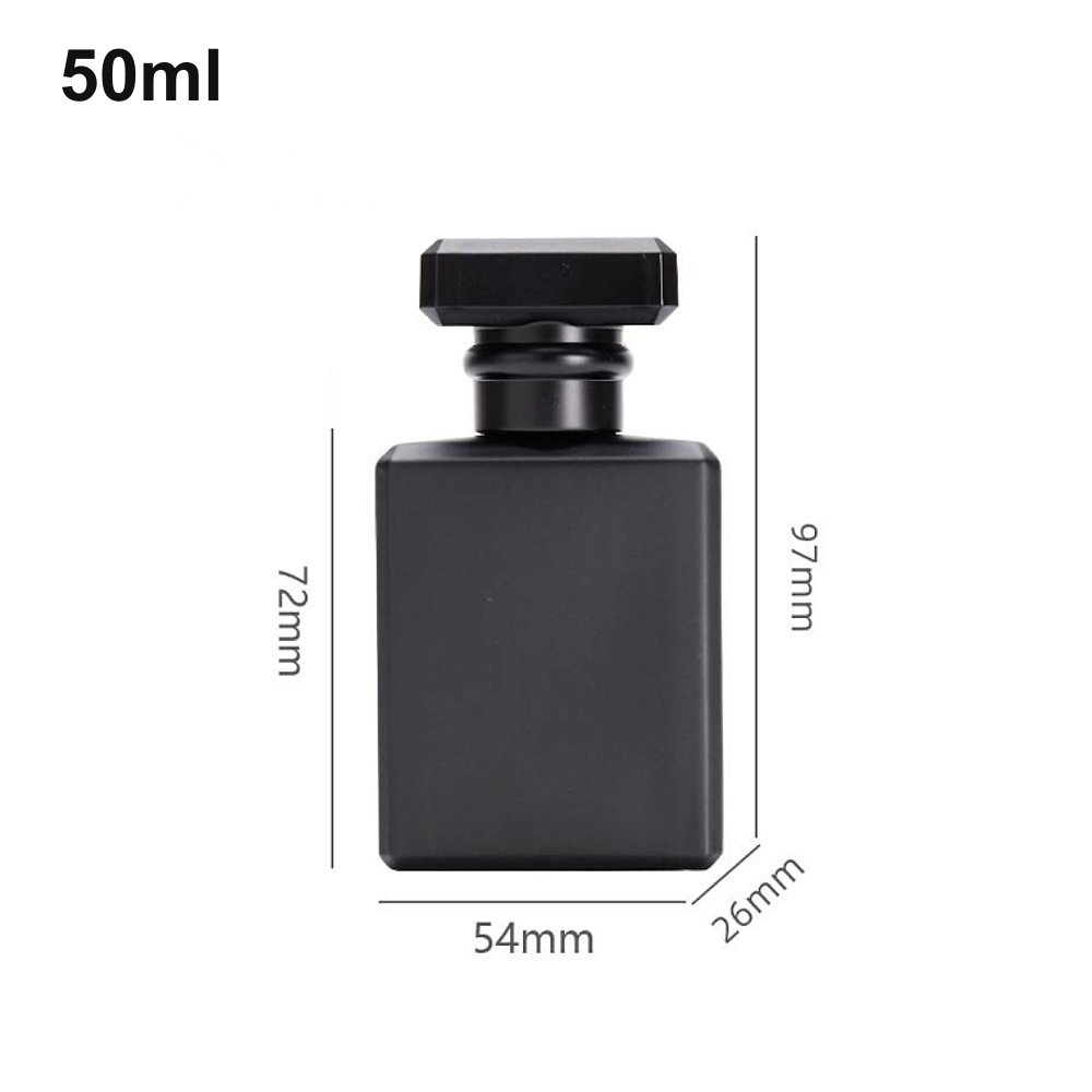 50ml Matte Black Geometric-Cap Perfume Bottle