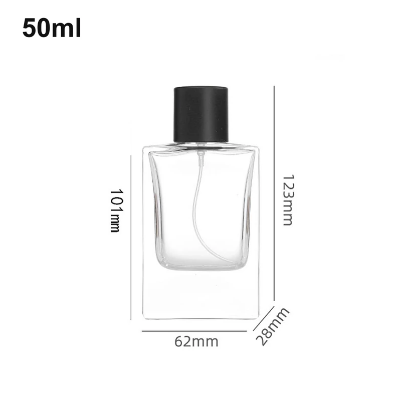 50ml Wide Square Black-Cap Perfume Bottle