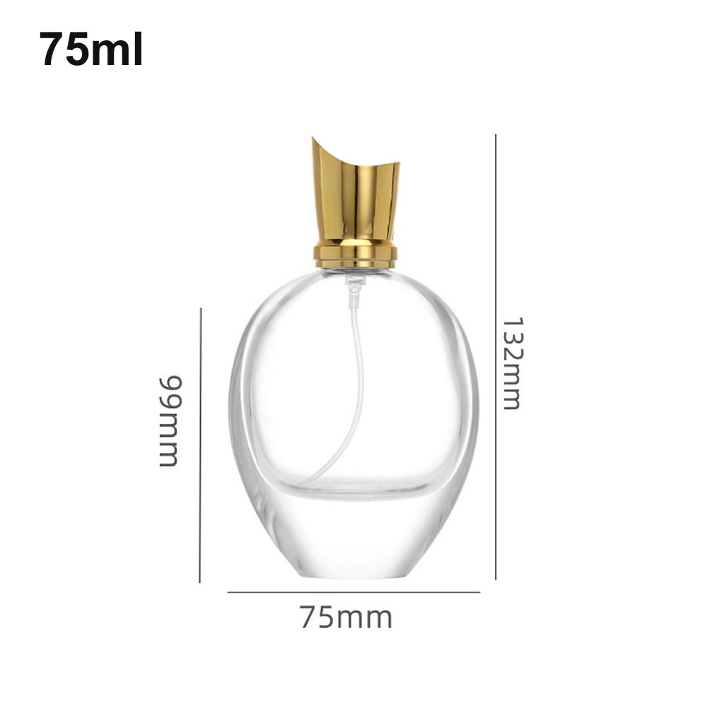 75ml rounded, gold sculpted cap perfume bottle (OULU-PB0754) with source dimension markings