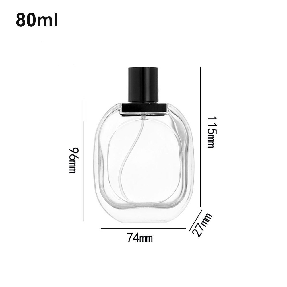 80ml rounded oval, black cap perfume bottle (OULU-PB0805) with source dimension markings