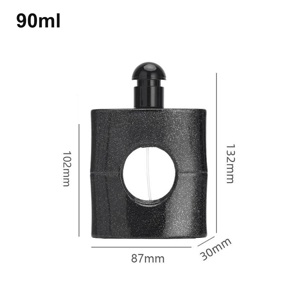 90ml black window profile perfume bottle (OULU-PB0903) with source dimension markings