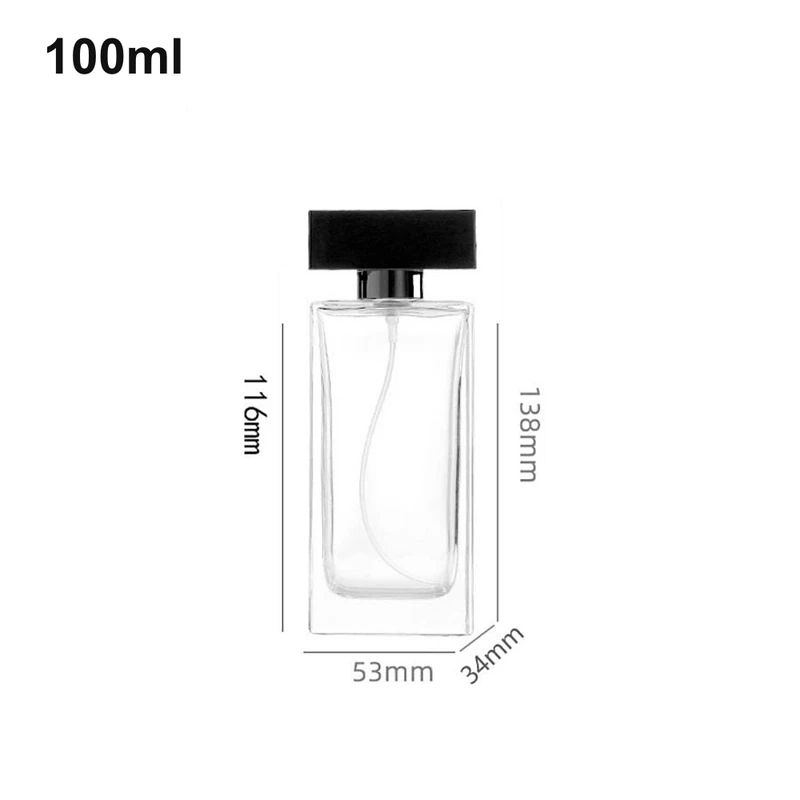 100ml Tall Rectangular Black-Cap Perfume Bottle