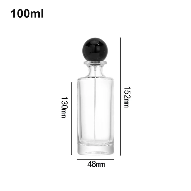 100ml Tall Black Ball-Cap Cylinder Perfume Bottle