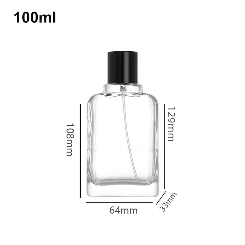 100ml Shoulder-Contoured Black-Cap Perfume Bottle