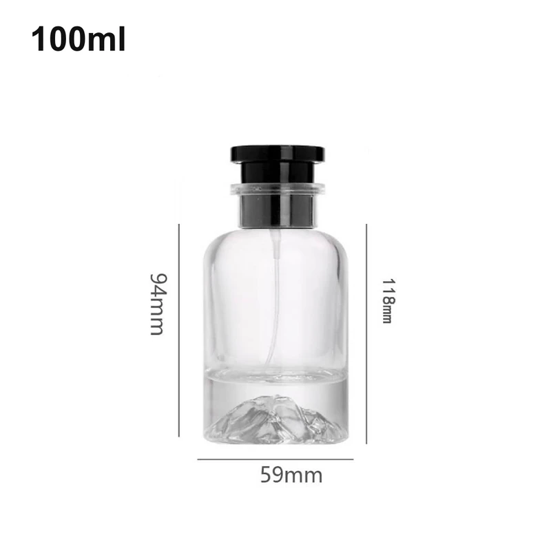 OULU-PB1052 clear 100ml bottle with sculpted inner base and broad black T-shaped cap