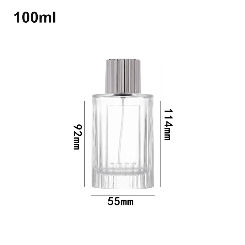 100ml Ribbed Cylinder Silver-Cap Perfume Bottle