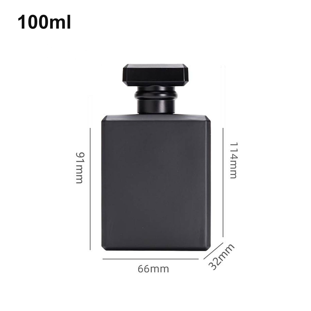 100ml Matte Black Geometric-Cap Rectangular Perfume Bottle