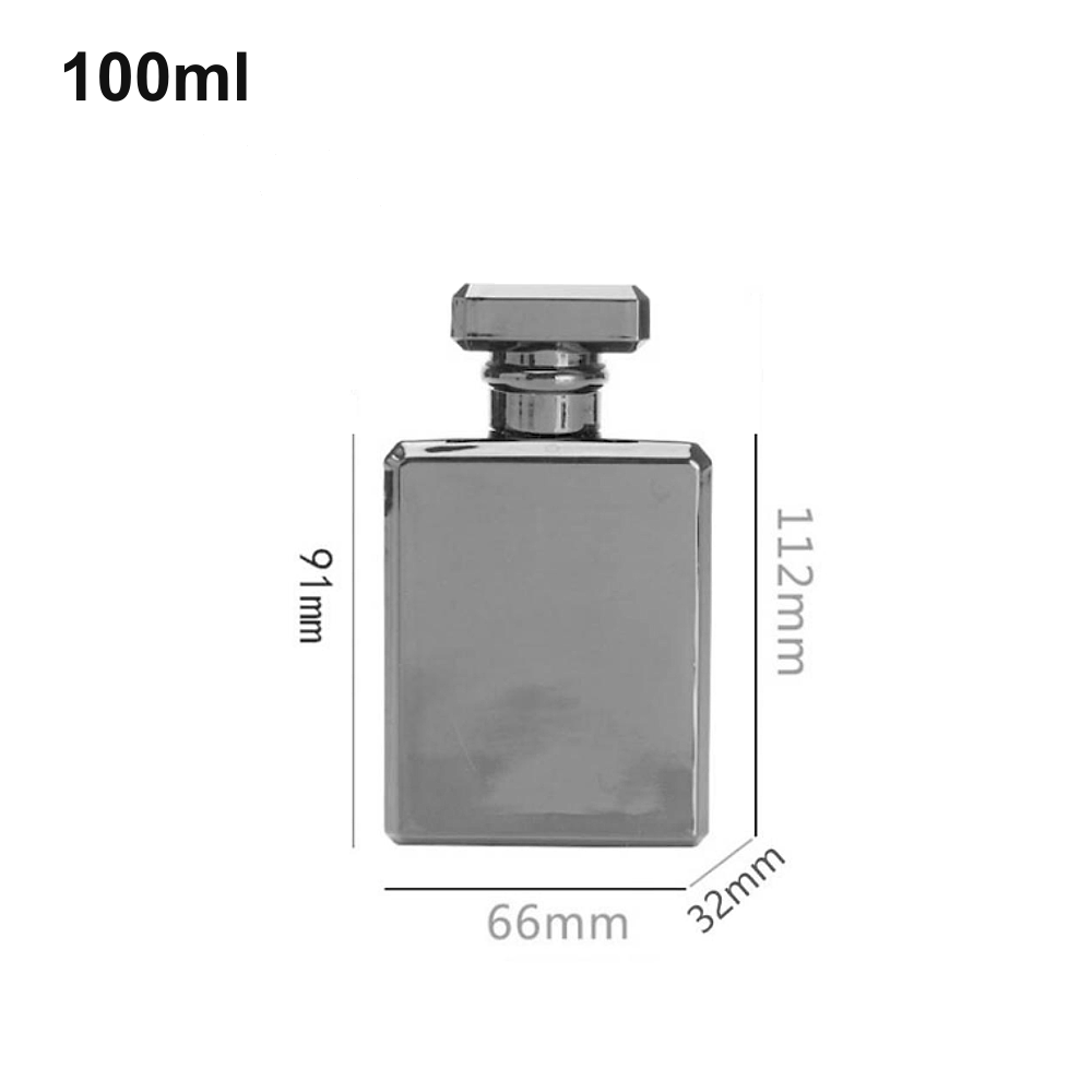 100ml Glossy Black Geometric-Cap Rectangular Perfume Bottle