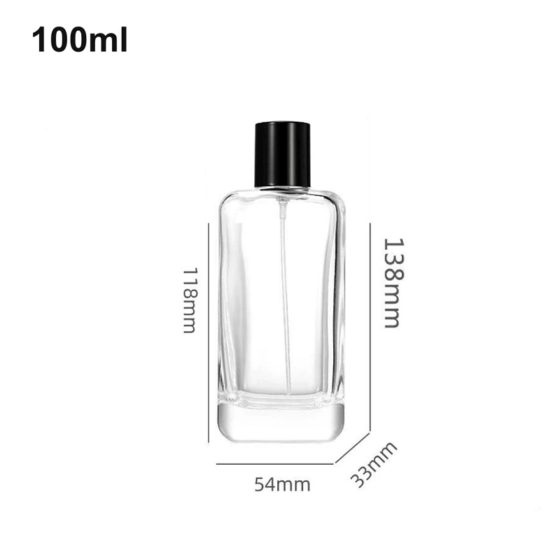 100ml Tall Black-Cap Rectangular Perfume Bottle