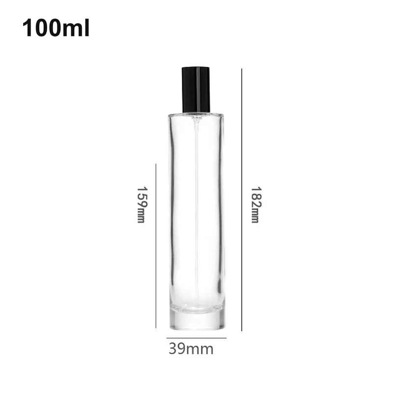 OULU-PB1070 extra-tall slim clear 100ml cylinder perfume bottle with black cap