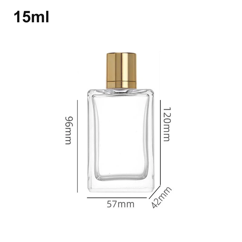 15ml Broad Rectangular Gold-Cap Perfume Bottle