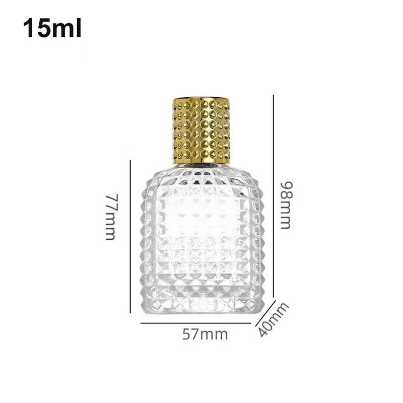15ml Studded Rounded-Square Gold-Cap Perfume Bottle