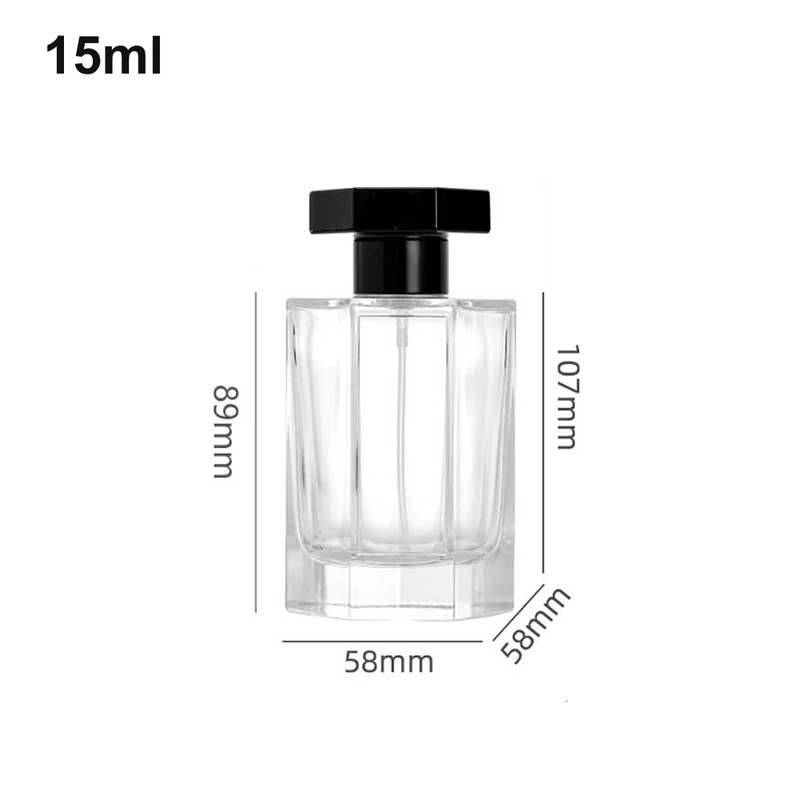 15ml Ribbed Square Black T-Cap Perfume Bottle