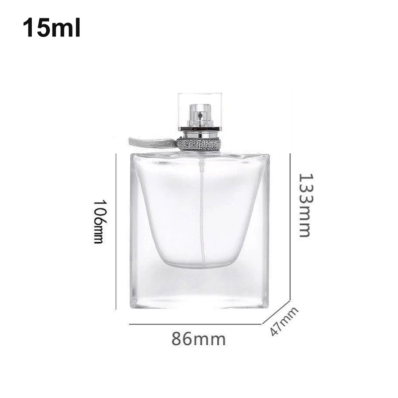 15ml Wide Square Exposed-Sprayer Perfume Bottle