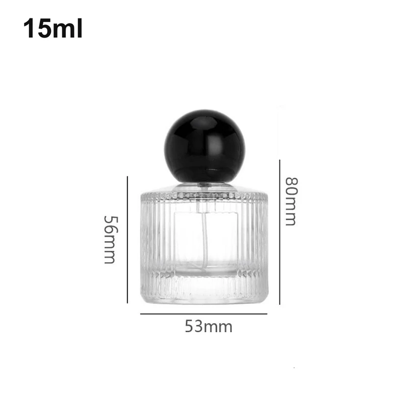 15ml Low Ribbed Cylinder Black Ball-Cap Perfume Bottle