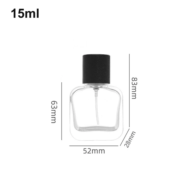15ml Compact Rounded-Rectangular Black-Cap Perfume Bottle