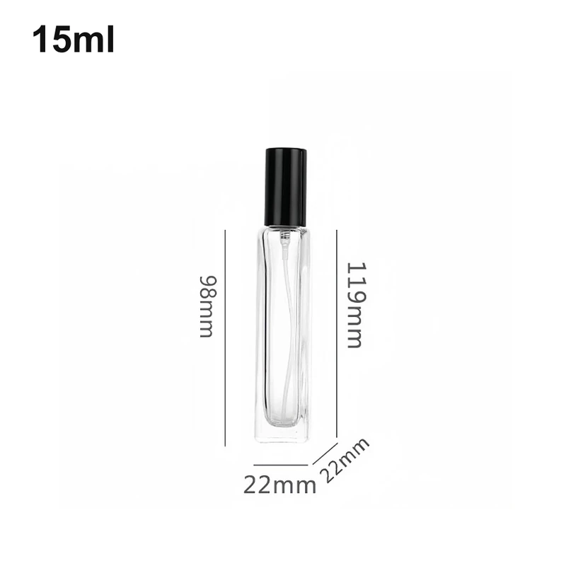 15ml Extra-Slim Black-Cap Rectangular Perfume Bottle