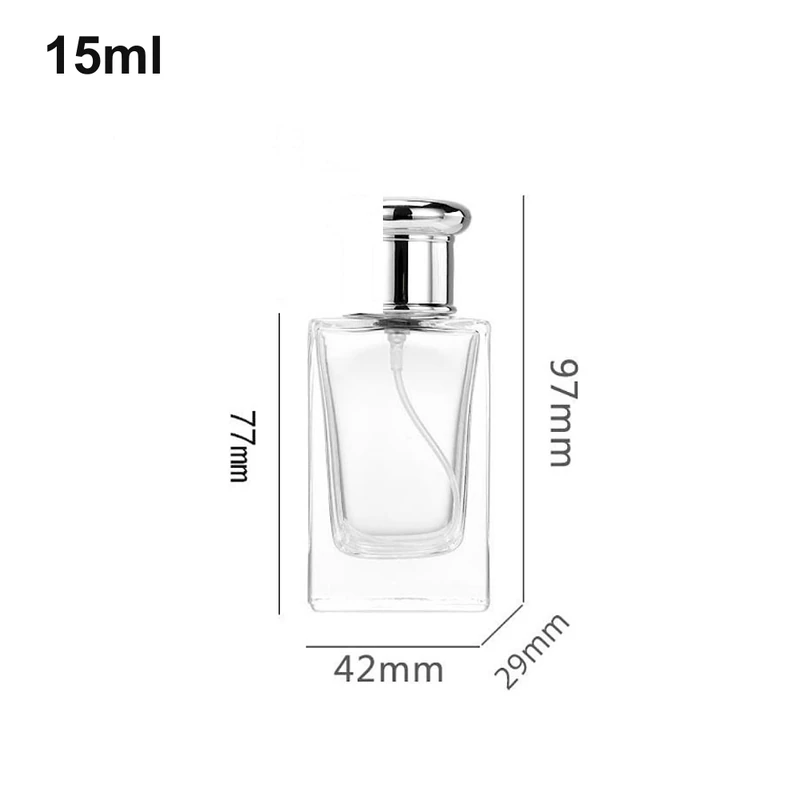 15ml Rectangular Silver Loop-Cap Perfume Bottle