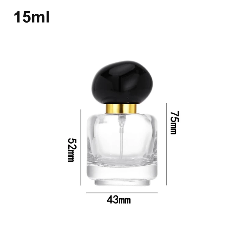 15ml Compact Rounded Black Pebble-Cap Perfume Bottle