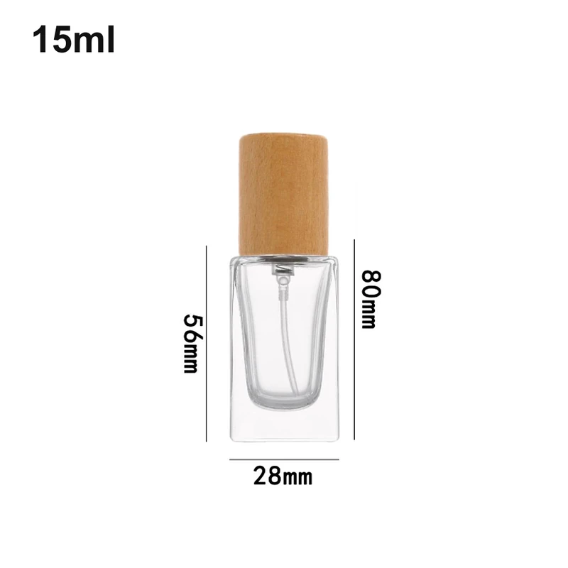 15ml Slim Rectangular Wood-Cap Perfume Bottle