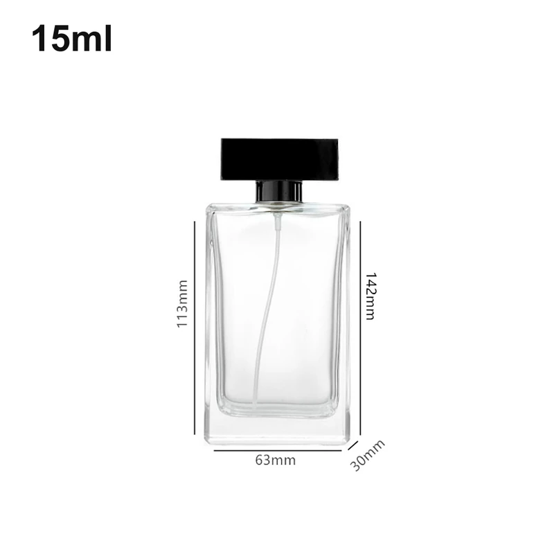 15ml Tall Rectangular Black T-Cap Perfume Bottle