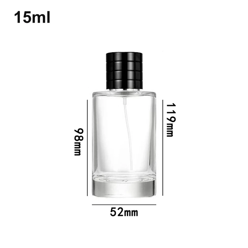 15ml Tall Cylinder Ribbed Black-Cap Perfume Bottle