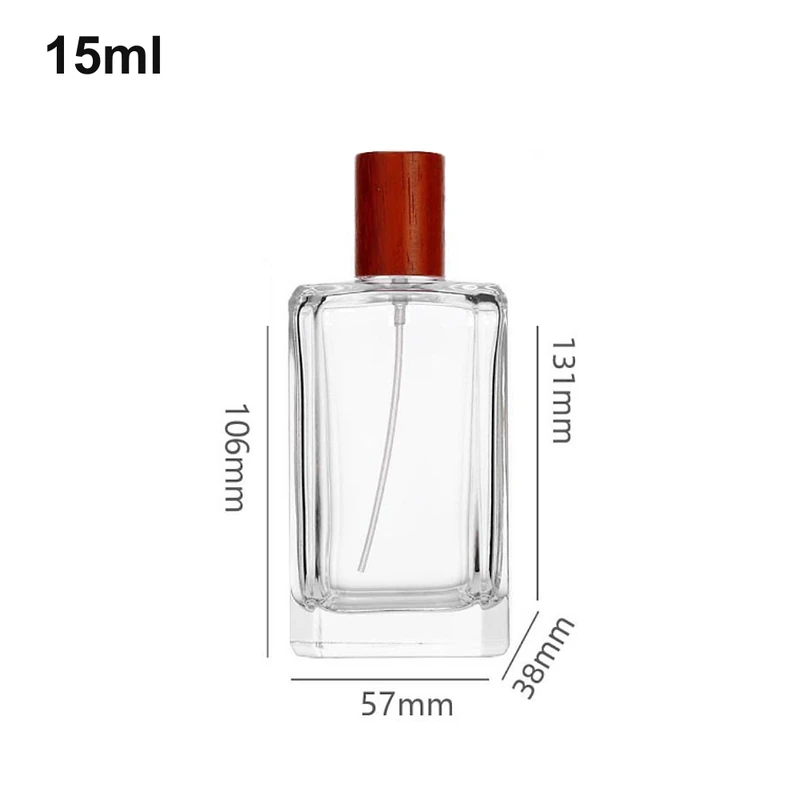 15ml Tall Rectangular Red Wood-Cap Perfume Bottle
