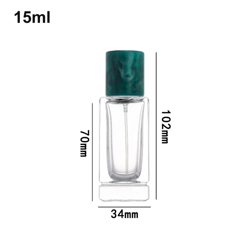 15ml Extra-Slim Rectangular Green Stone-Cap Perfume Bottle