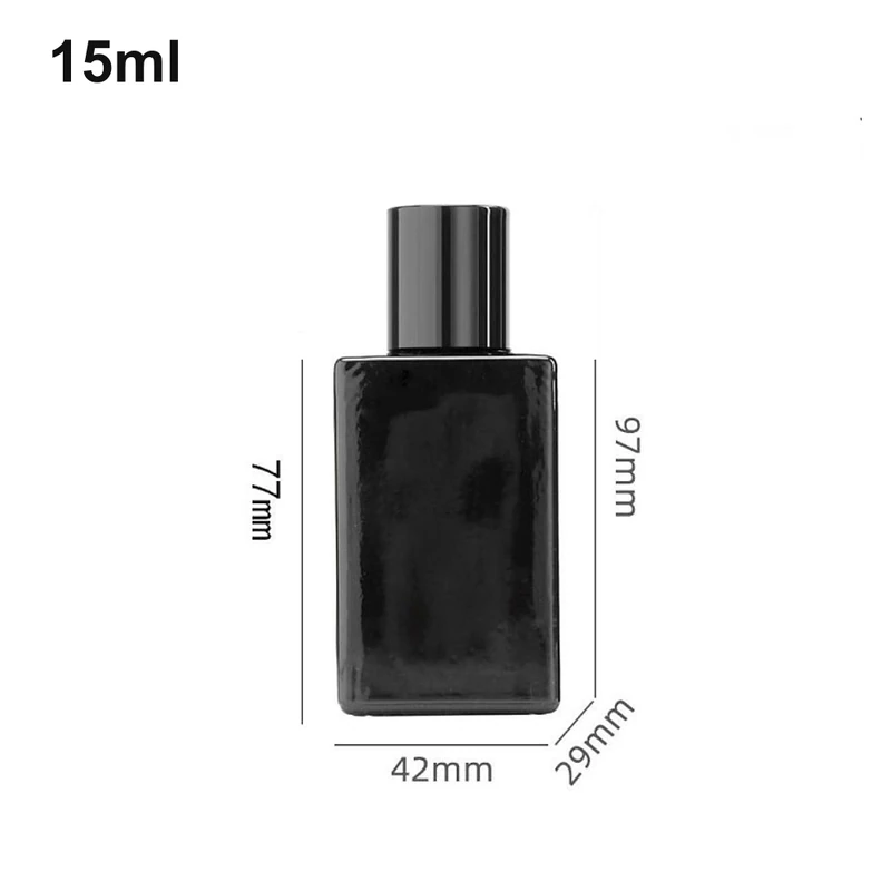 15ml Black Rectangular Black-Cap Perfume Bottle