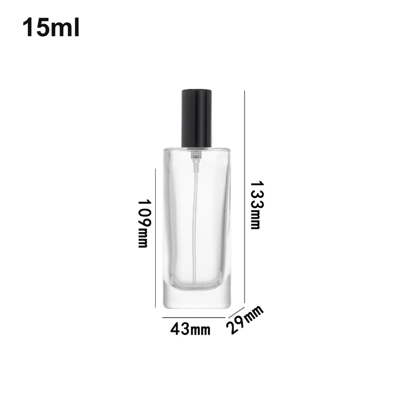 15ml Tall Rectangular Black-Cap Perfume Bottle