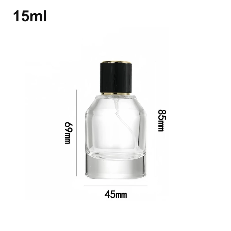 15ml Shoulder-Faceted Cylinder Black-Gold-Cap Perfume Bottle