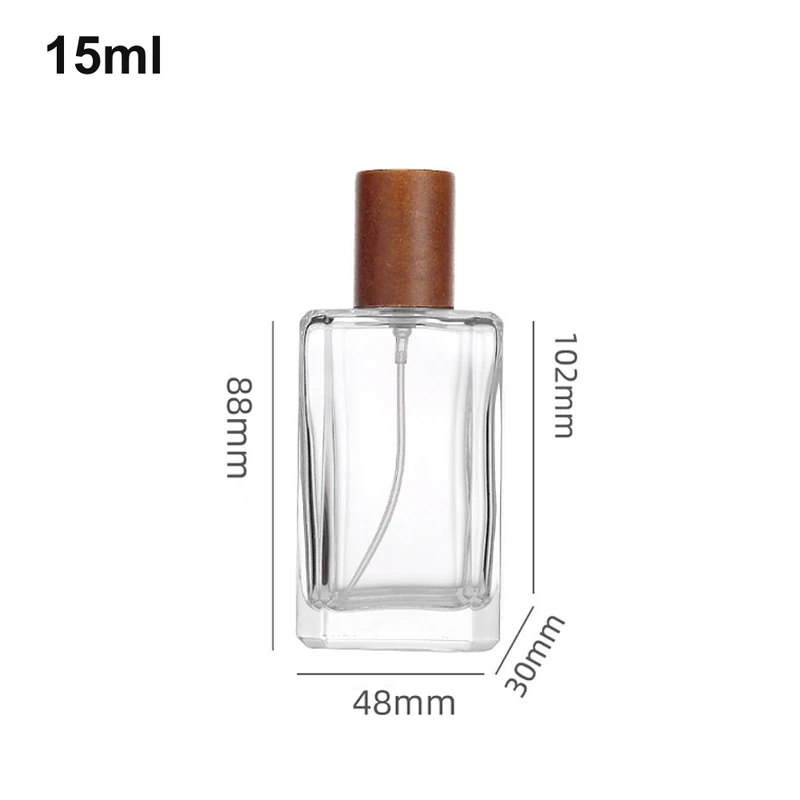15ml Tall Rectangular Wood-Cap Perfume Bottle