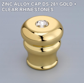 OULU DS-281 gold zinc alloy perfume cap with clear rhinestone