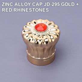OULU JD-295 gold zinc alloy perfume cap with red rhinestones