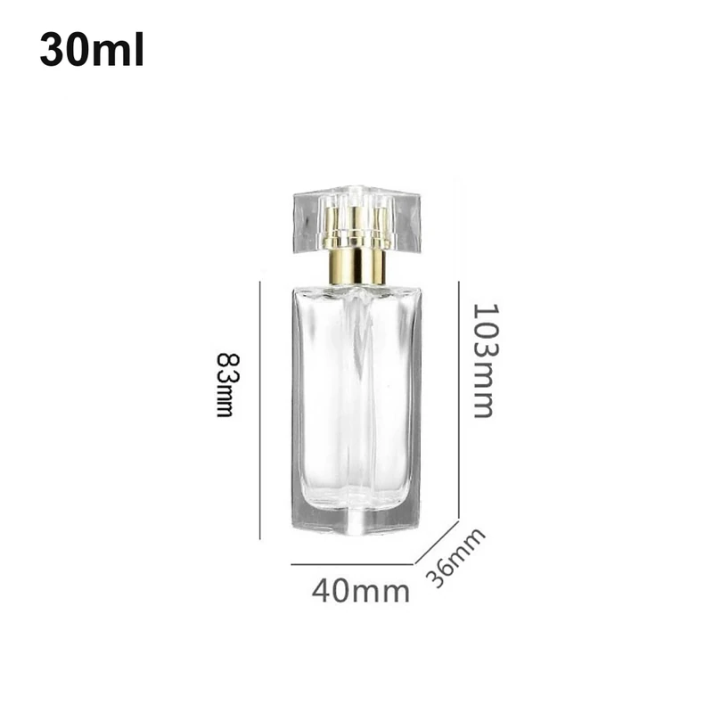 OULU-PB0301 clear 30ml perfume bottle with shown exterior dimensions